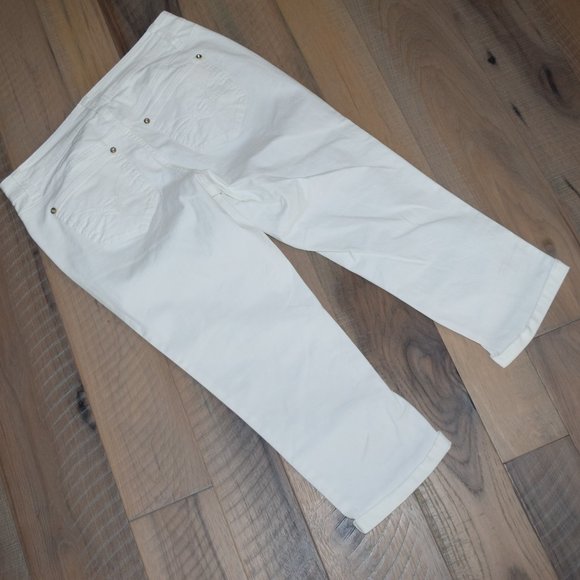 Women's 8 New Directions Weekend White Cropped Skinny Denim 22" Pants Jeans - Picture 3 of 8